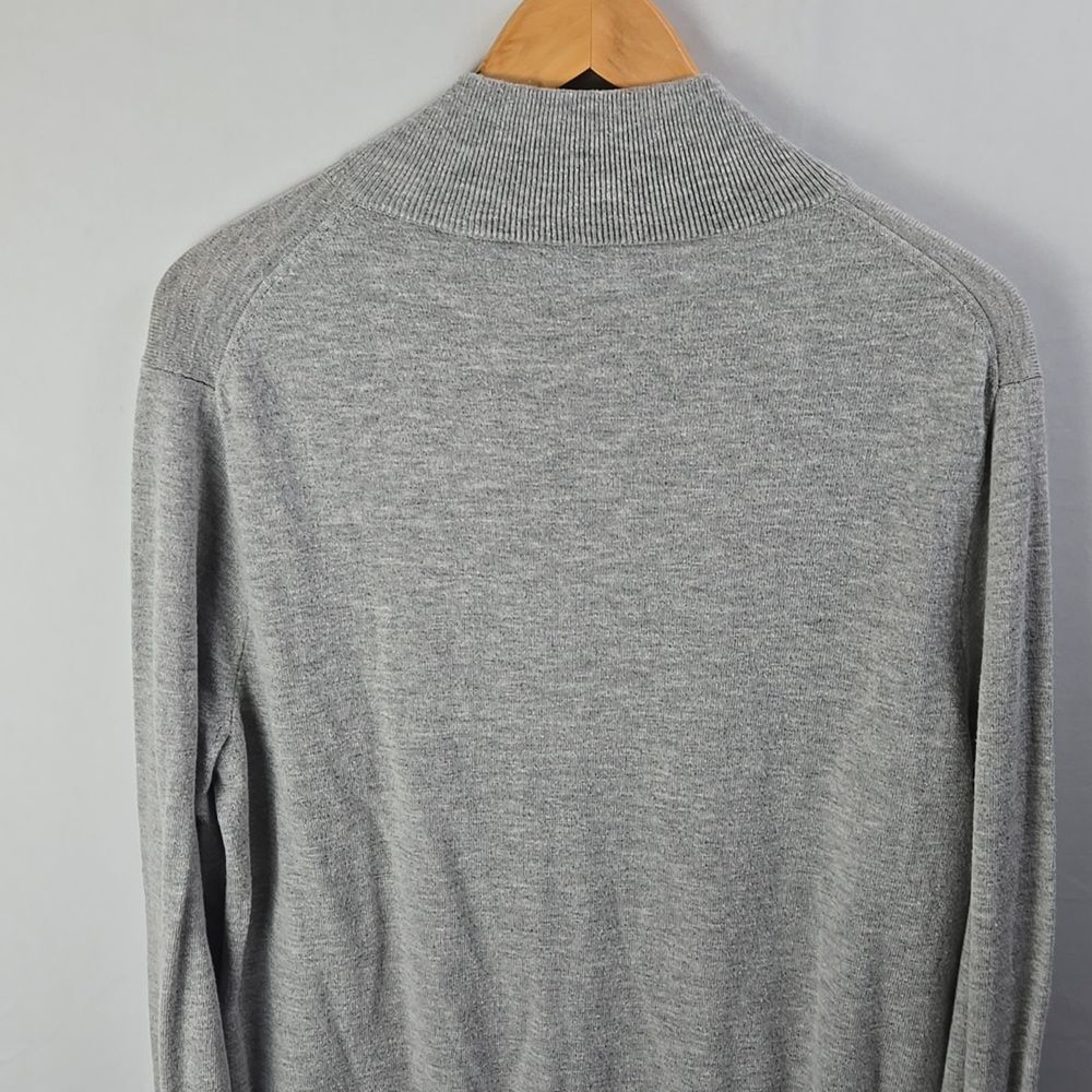 J. Crew Mercantile Men's Light Gray Crewneck Sweater Long Sleeve 1/4 Zip Up Sz L - Picture 4 of 9